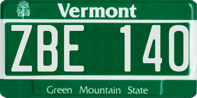 VT license plate ZBE140