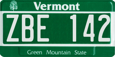 VT license plate ZBE142
