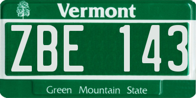 VT license plate ZBE143