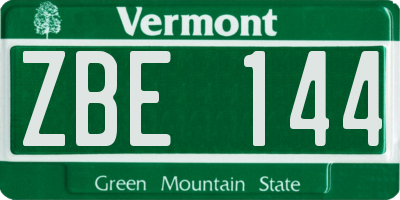VT license plate ZBE144