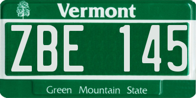 VT license plate ZBE145