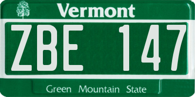 VT license plate ZBE147