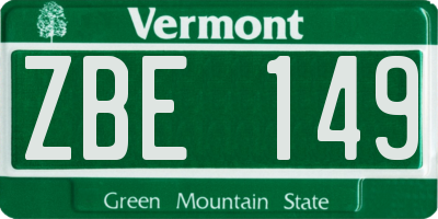 VT license plate ZBE149