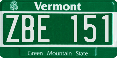 VT license plate ZBE151