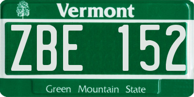 VT license plate ZBE152