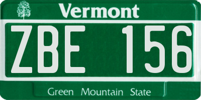VT license plate ZBE156