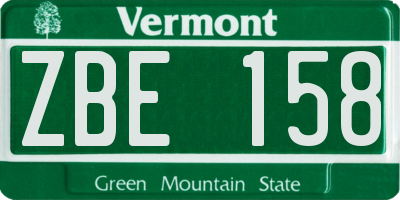 VT license plate ZBE158