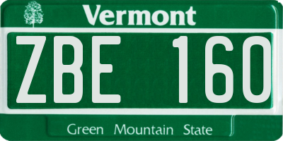 VT license plate ZBE160