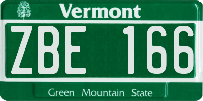 VT license plate ZBE166