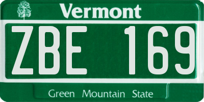 VT license plate ZBE169