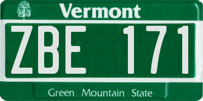VT license plate ZBE171