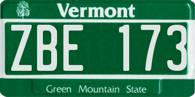 VT license plate ZBE173