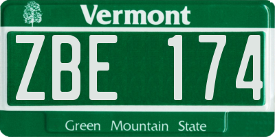 VT license plate ZBE174