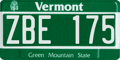 VT license plate ZBE175