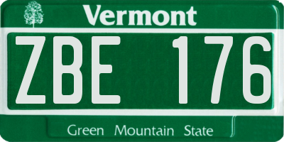 VT license plate ZBE176