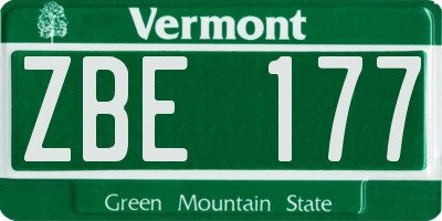 VT license plate ZBE177