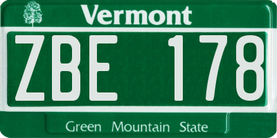 VT license plate ZBE178