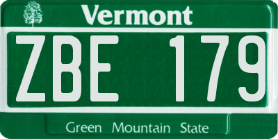 VT license plate ZBE179