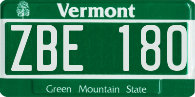 VT license plate ZBE180