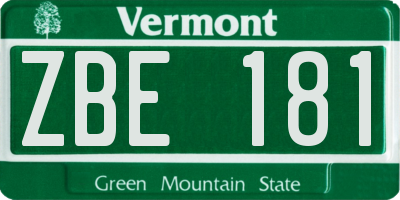 VT license plate ZBE181