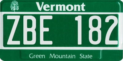 VT license plate ZBE182