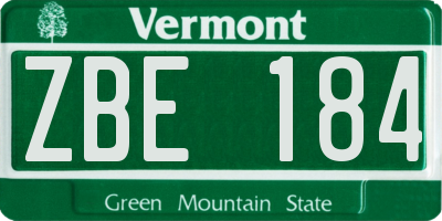 VT license plate ZBE184