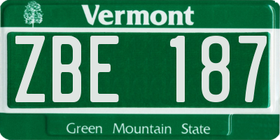 VT license plate ZBE187