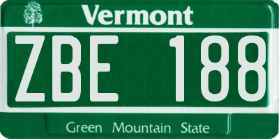 VT license plate ZBE188