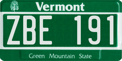 VT license plate ZBE191