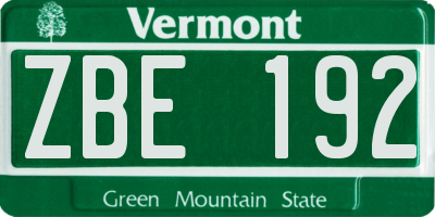 VT license plate ZBE192