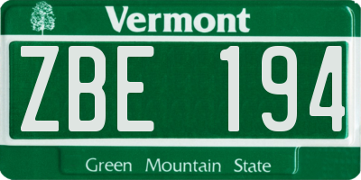 VT license plate ZBE194