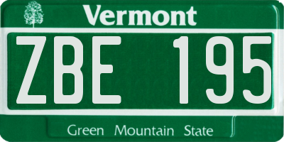 VT license plate ZBE195