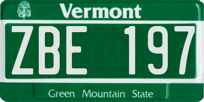 VT license plate ZBE197