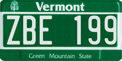VT license plate ZBE199