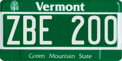 VT license plate ZBE200