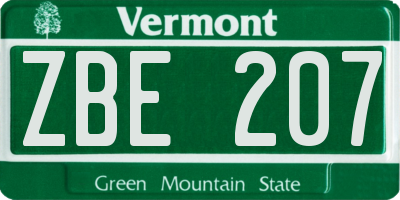 VT license plate ZBE207