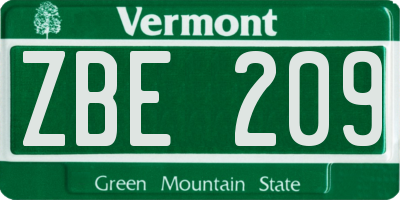 VT license plate ZBE209