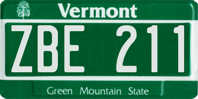 VT license plate ZBE211