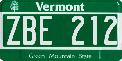 VT license plate ZBE212