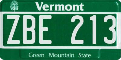 VT license plate ZBE213