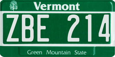 VT license plate ZBE214