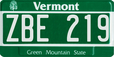 VT license plate ZBE219
