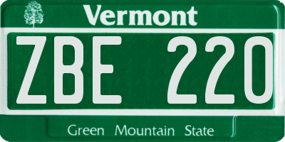 VT license plate ZBE220