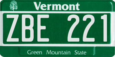 VT license plate ZBE221