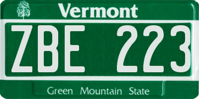 VT license plate ZBE223