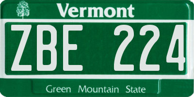VT license plate ZBE224