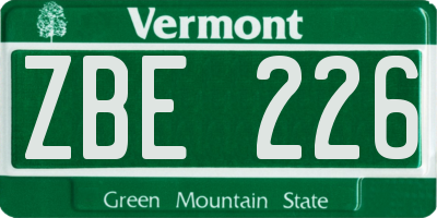 VT license plate ZBE226