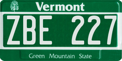 VT license plate ZBE227
