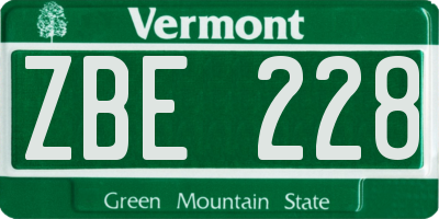 VT license plate ZBE228