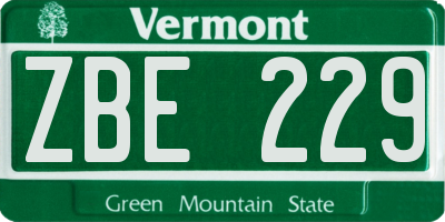 VT license plate ZBE229